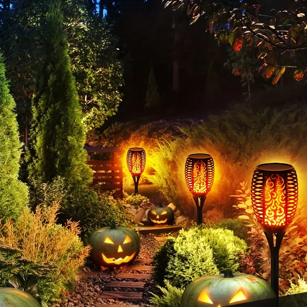 12LED Solar Flame Torch Light – Waterproof Flickering Outdoor Garden Lamp (1-12PCS)